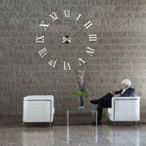 Vintage Style Round Wall Clock Wall Decor for Kitchen Silver Finishes Office Wall Clock Decoration Home Decor